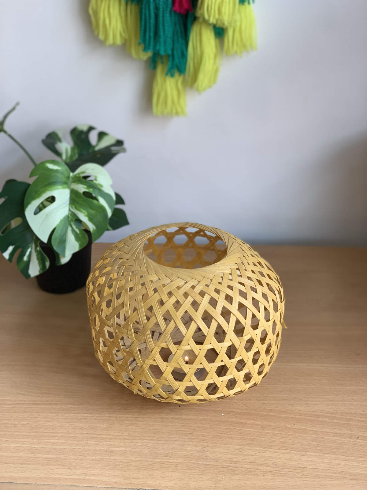 Bamboo Tea Light Candle Shade