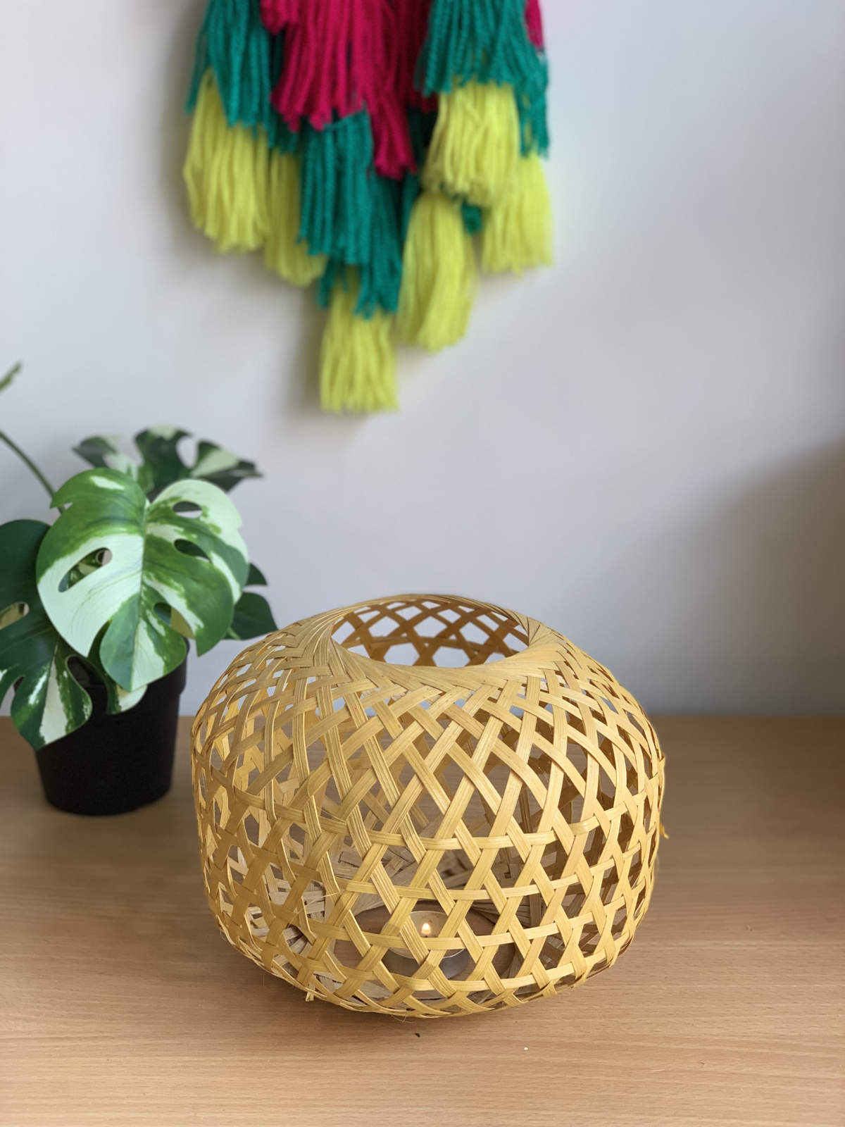 Bamboo Tea Light Candle Shade
