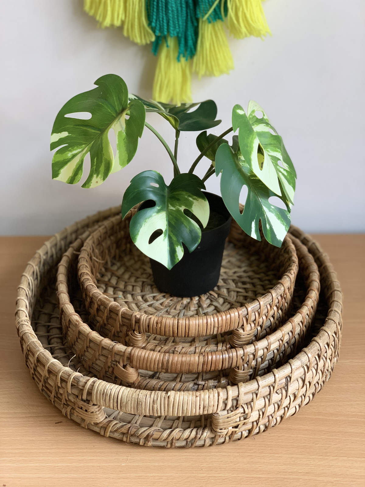 Cane Round Tray - Set of 3
