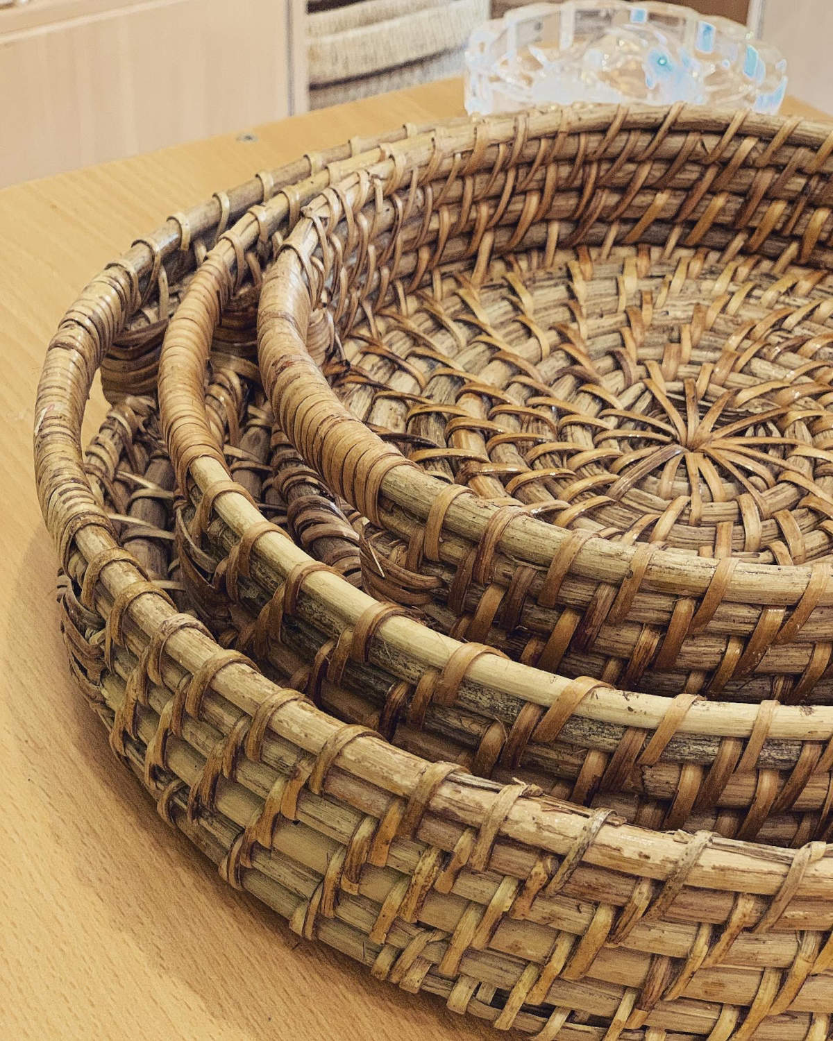 Cane Round Tray - Set of 3