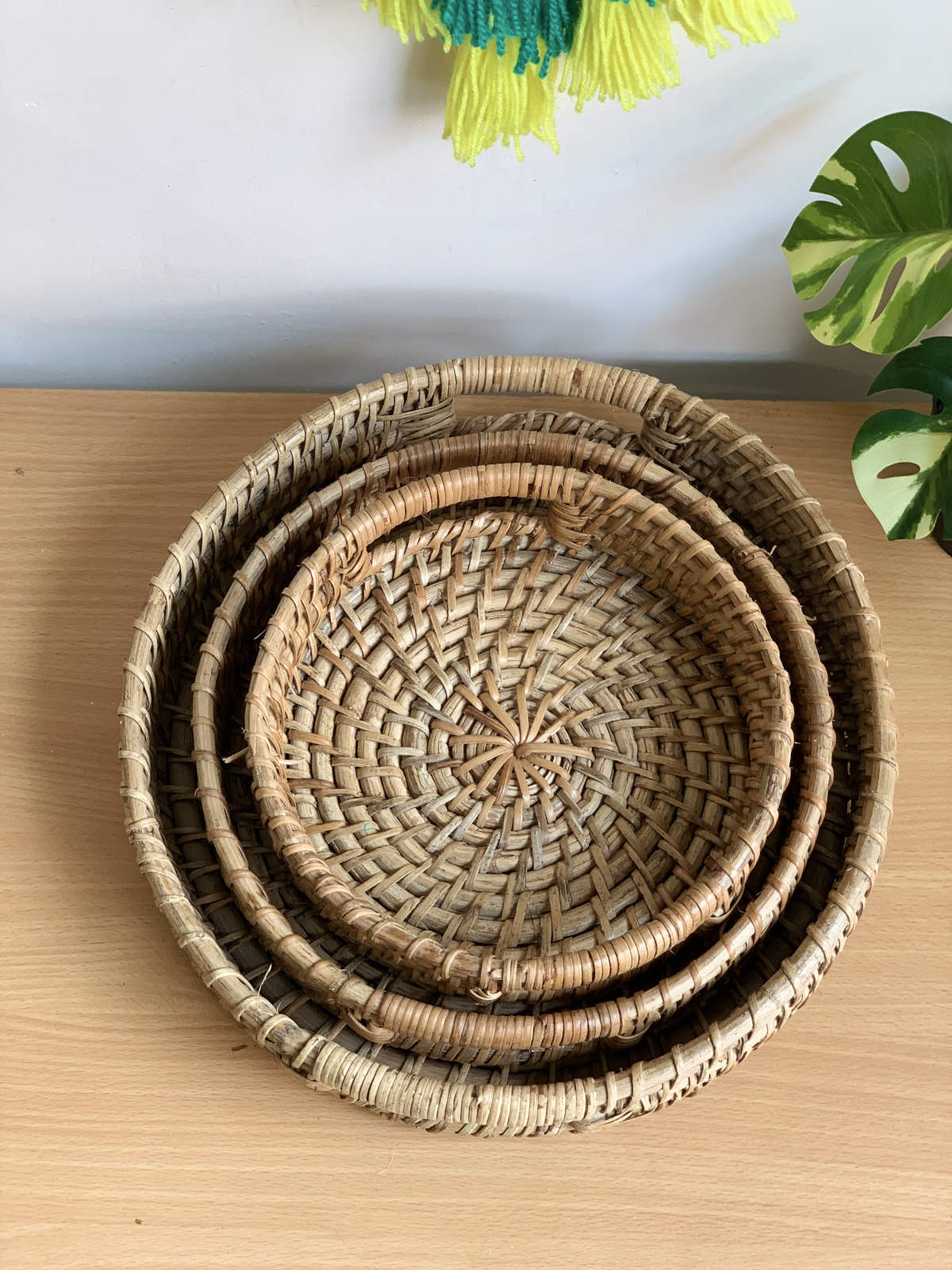 Cane Round Tray - Set of 3